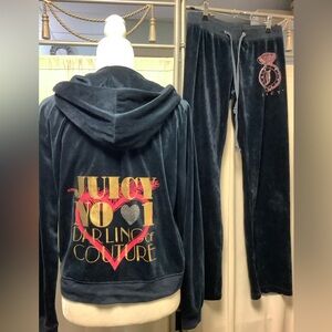 Juicy Couture Velour Pants 28 x 29 Zip Up Hoodie Tracksuit